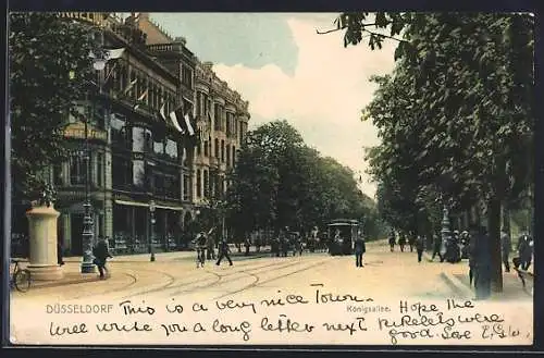 AK Düsseldorf, Strasse Königsallee mit Strassenbahn