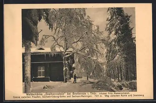 AK Brotterode, GasthausWaldschänke Dreiherrnstein im Winter