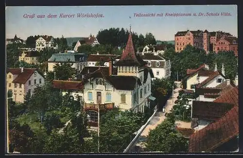 AK Wörishofen, Teilansicht mit Kneippianum u. Dr. Scholz Villa
