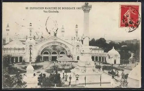 AK Bordeaux, Exposition Maritime 1907, Vue générale, Ausstellungsgebäude