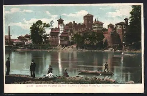AK Torino, Esposizione Nazionale del 1884, Villaggio e Castello Medioevale