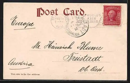 Lithographie St. Louis, World`s Fair 1904, Palace of Electricity