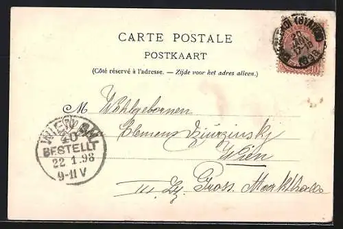 Lithographie Brüssel, internationale Ausstellung 1897, Quartier du Vieux