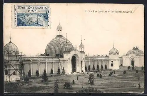 AK Nantes, Exposition 1904, Les Jardins et le Palais Central