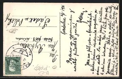 AK Pardubice, Vystava, Ausstellungsgebäude bei Nacht