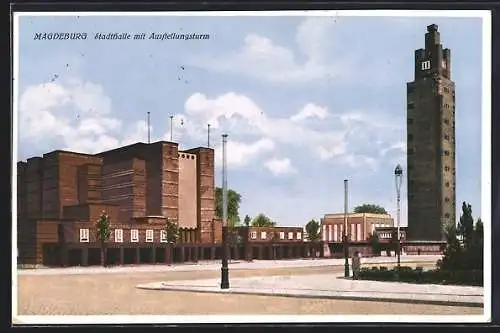 AK Magdeburg, Stadthalle mit Ausstellungsturm
