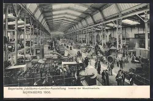AK Nürnberg, Bayerische Jubiläums-Landes-Ausstellung 1906, Inneres der Maschinenhalle