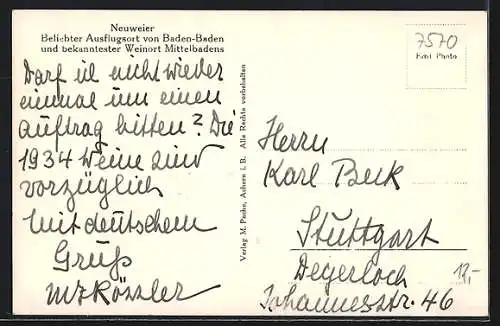 AK Neuweier, Blick auf das Schloss