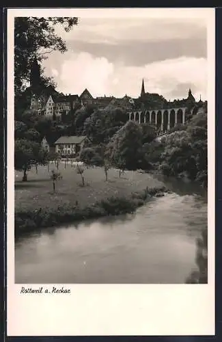 AK Rottweil a. Neckar, Ortsansicht mit Neckarpartie