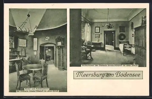 AK Meersburg, Wohn- und Arbeitszimmer und Sterbezimmer von Dichterin Droste-Hülshoff