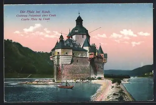 AK Kaub, Blick auf Schloss Pfalz