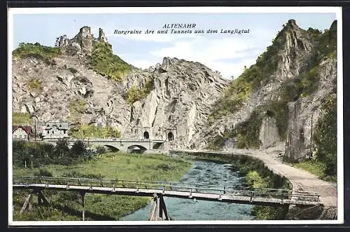 AK Altenahr, Burgruine Are und Tunnels aus dem Langfigtal