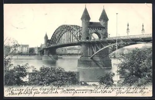 AK Bonn, Blick auf die Rheinbrücke