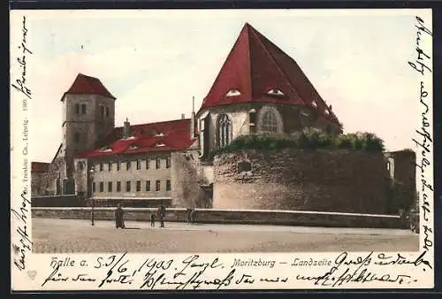 AK Halle a. S., Landseite der Moritzburg