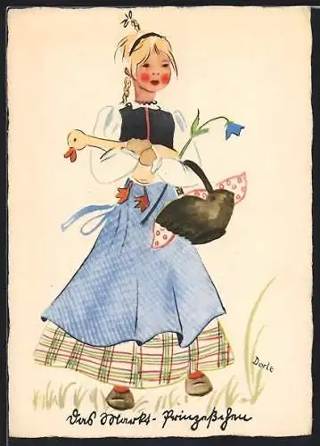 Künstler-AK sign. Dorle: Das Markt-Prinzesschen