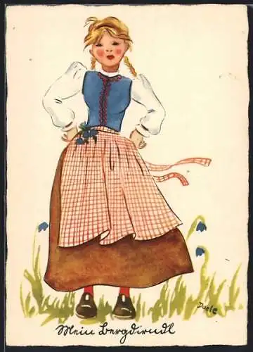 Künstler-AK sign. Dorle: Mein Bergdirndl
