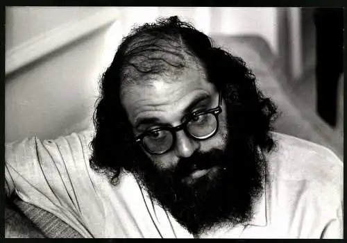 Fotografie amerikanischer Dichter Allen Ginsberg, Bekannt als Vater der Flower-Power-Bewegung, Grossformat 25 x 17cm