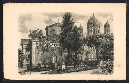 Künstler-AK Weimar / Thüringen, Blick auf die Fürstengruft