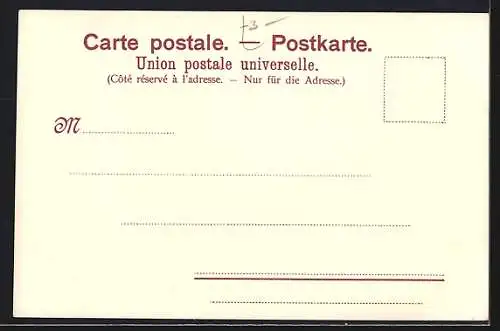 Lithographie Engelberg, Totalansicht mit schneebedecktem Berg