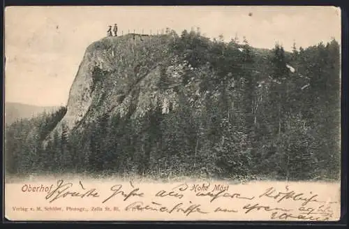 AK Oberhof / Thüringen, Hohe Möst mit Besucherpaar an der Klippe