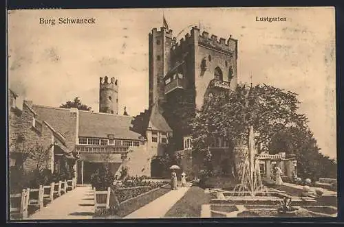 AK Pullach, Gasthaus Burg Schwaneck und Lustgarten