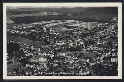 AK St. Ingbert /Saar, Ortsansicht mit Kirche von Flugzeug aus