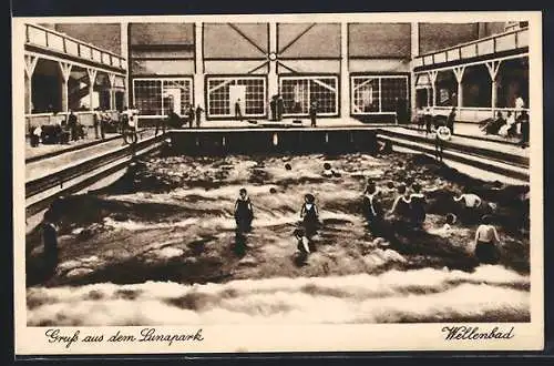 AK Berlin-Halensee, Lunapark, Wellenbad, Innenansicht