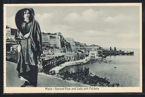 AK Malta, General View and Lady with Faldetta