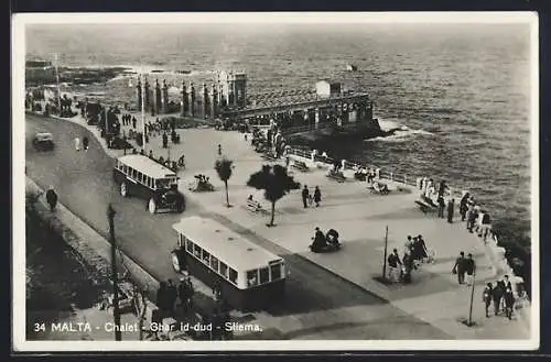 AK Sliema, Chalet, Ghar id-dud, Blick von Anhöhe auf Küstenstrasse