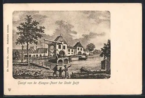 Künstler-AK Delft, Gezigt van de Haagse-Poort