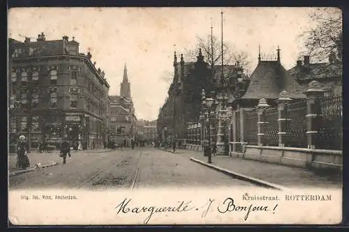 AK Rotterdam, Kruisstraat, Strassenbahn