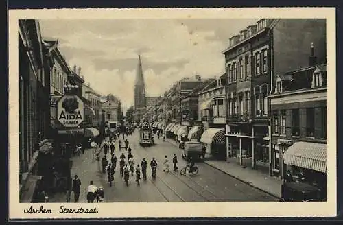AK Arnhem, Steenstraat, Strassenbahn