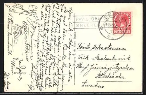 AK Sneek, Sneekermeer, Terras Paviljoen Hotel