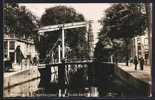 AK Amsterdam, Groenburgwal met Zuider Kerktoren