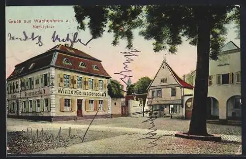 AK Wachenheim a. H., Winzergenossenschaft am Marktplatz