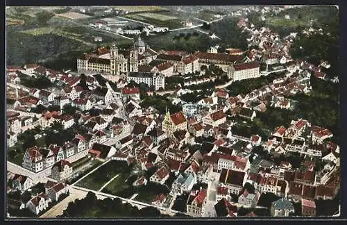 AK Weingarten / Württ., Totalansicht, Zeppelin-Luftaufnahme