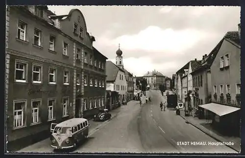 AK Hemau, Haupstrasse mit BP Tankstelle, Auto Volkswagen VW Bulli & VW Käfer