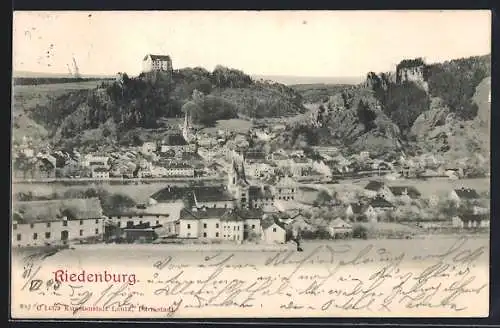 AK Riedenburg / Oberpfalz, Ortsansicht mit Bergpanorama
