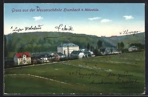 AK Krumbach / Mittweida, Gasthaus Wasserschänke