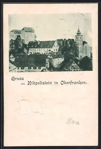 AK Hiltpoltstein / Fränk. Schweiz, Teilansicht mit Turmgebäude aus der Vogelschau