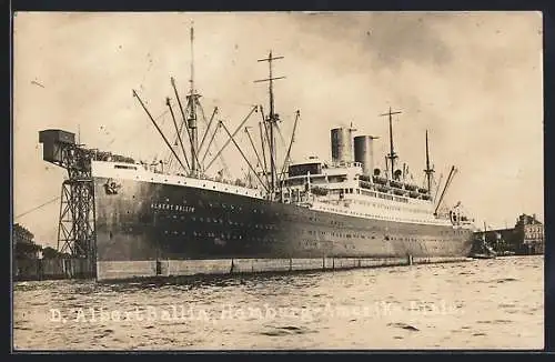 AK Passagierschiff Dampfer Albert Ballin der Hamburg-Amerika Linie, Aussenansicht