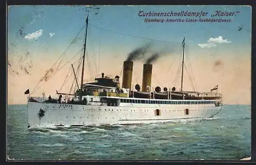 AK Turbinenschnelldampfer Kaiser des Seebäderdienstes der Hamburg-Amerika Linie