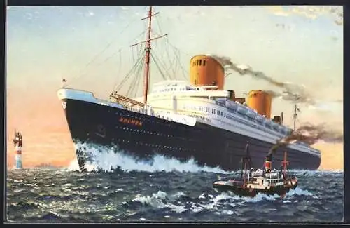 AK Ansicht des Vierschrauben-Turbinen-Schnelldampfers Bremen