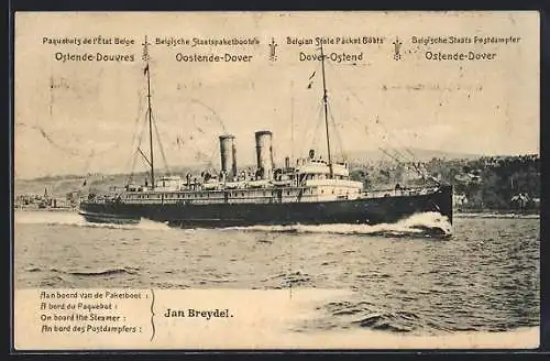 AK Postdampfer Jan Breydel in voller Fahrt