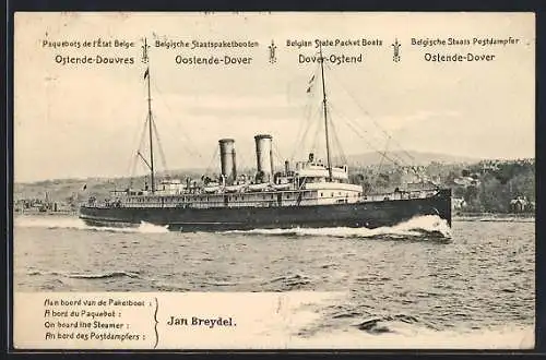 AK Postdampfer Jan Breydel in voller Fahrt