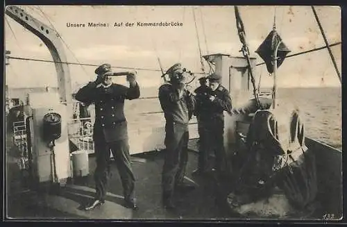 AK Auf der Kommandobrücke eines deutschen Kriegsschiffs