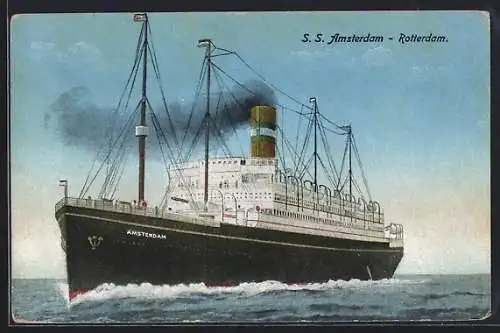 AK Rotterdam, Passagierschiff Amsterdam unter Volldampf