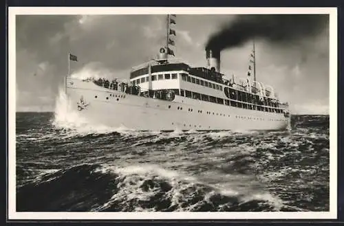 AK Ostsee-Dampfer SS Rugard in stürmischer See