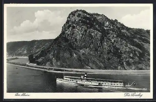 AK Dampfer Blücher an der Loreley
