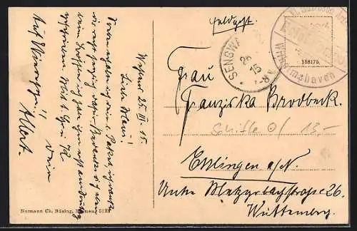 AK Kriegsschiff SMS Schlesien in Hafennähe